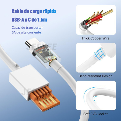 67w Turbo Cargador Con Cable Tipo C Para Xiaomi Carga Rápid
