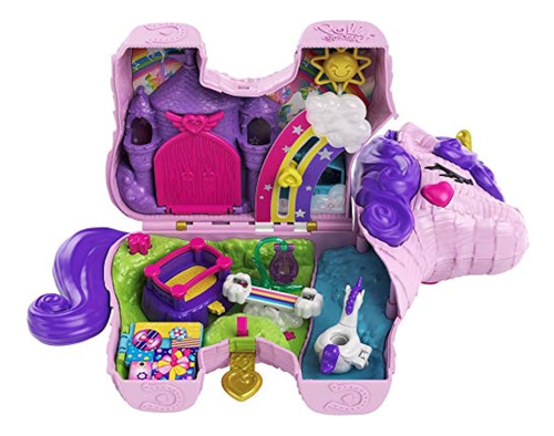 Polly Pocket Unicorn Party Juego Grande Y Compacto Con Muñec