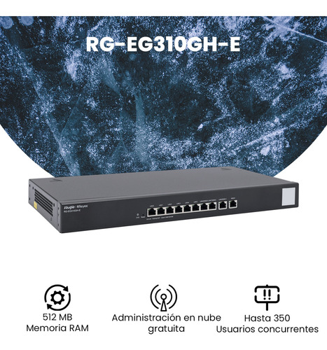 Ruijie Router Balanceador Administrable Rg-eg310gh-e 6 Puertos Lan 3 Puertos Lan/wan Gigabit 1 Puerto Wan Gigabit, Hasta 350 Clientes Con Desempeño De Hasta 1.5 Gbps Monitoreo Y Configuración Remota