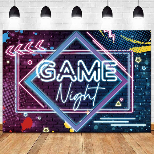 ~? 10x8ft Game Night Theme Photography Backdrops Glow Neon P