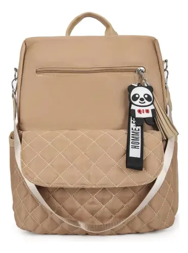 Mochila Feminina Anti Furto Impermeável Leve Fashion + Alça Cor Bege Desenho Do Tecido Liso