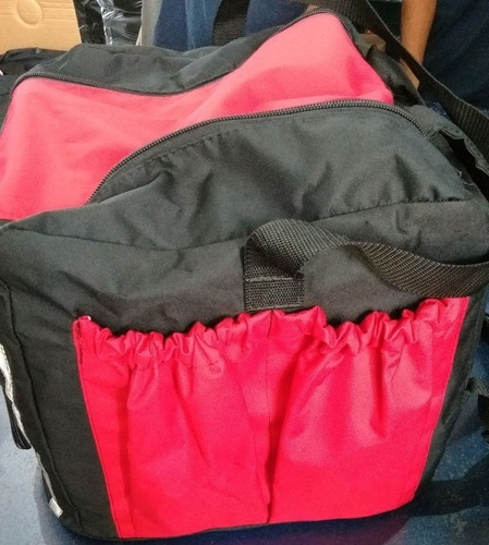 Mochila Bolsa Nylon Motoqueiro Marmitex 16 Volume Isopor Cor Vermelho Desenho do tecido Liso
