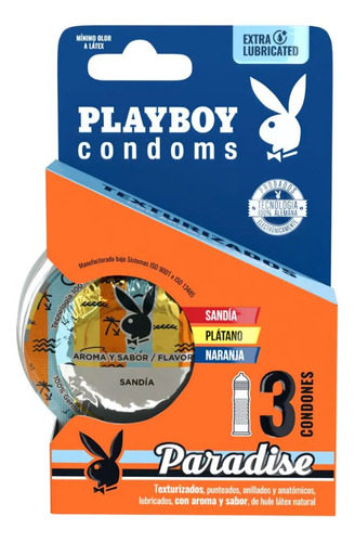 Playboy Condoms Paradise 3 Condones Texturizados