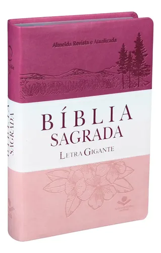 Bíblia Sagrada Letra Gigante Capa Couro Sintético Triotone Pink A...