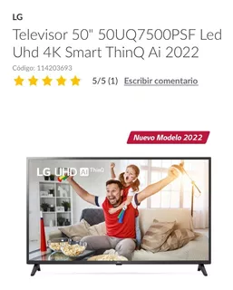 Tv LG Uhd 4k 50 (nuevo Modelo 2022) Ai Thinq