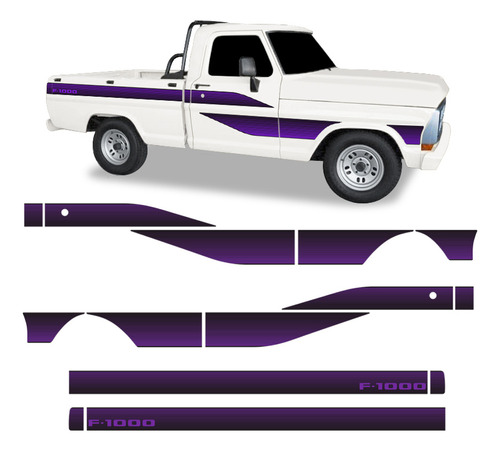 Faixa Ford F-1000 Adesivo Decorativo Lateral Cabine Simples