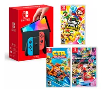 Comprar Consola Switch Oled Neon+ Mario Jamboree+ Mario Kart 8+ Ctr