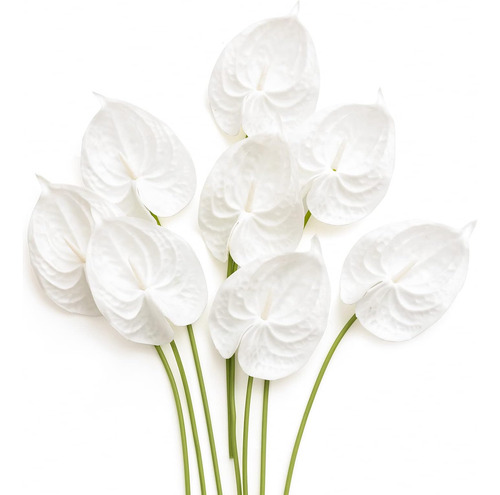 Lings Moment Flores De Antúrio Branco, 8 Peças De Plantas D