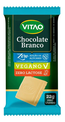 Chocolate Branco Vegano Zero Açúcares 24x22g - Vitão