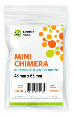 Shields Sleeves Mini Chimera 43 X 65mm Meeple Virus 100un