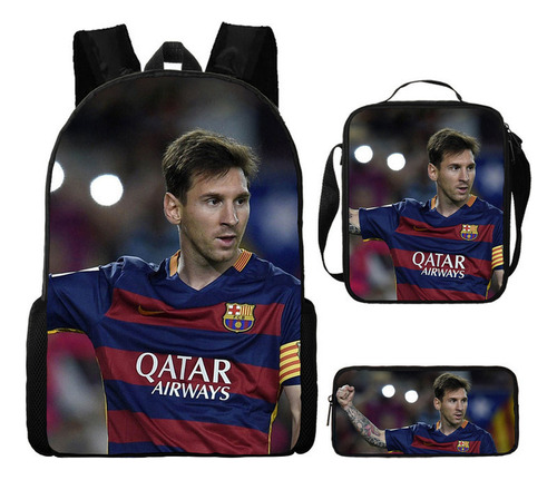 Mochila Escolar Messi Argentino, Juego De 3 Piezas