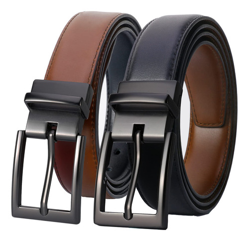 Lavemi Cinturon Reversible Para Hombre, 100% Cuero Italiano,