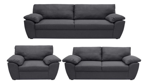 Sofá 3 Plazas + Love Seat Sefora Tapizado Linato Color Gris
