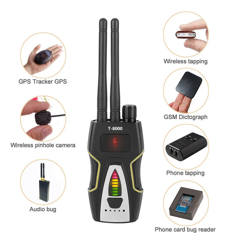 T-8000 Detector De Señal Rf Buscador De Audio Gsm Gps Scan
