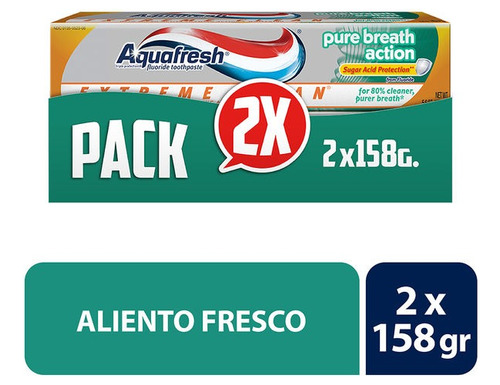 Aquafresh Pack Crema Dental Extream Clean Pure Breath 158gr