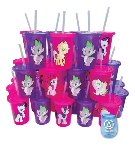 Vasos Decorados My Little Pony 30 Pzas Reusable Con Popote