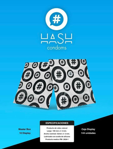 Preservativos Hash Lubricado X1440 (10 Cajas) Ideal Hoteles.