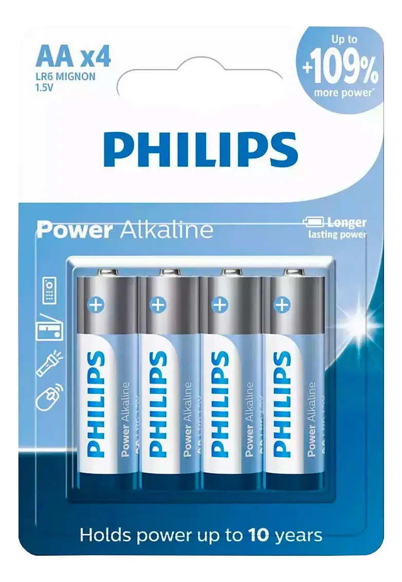 4 Pilhas Alcalinas Aa Philips