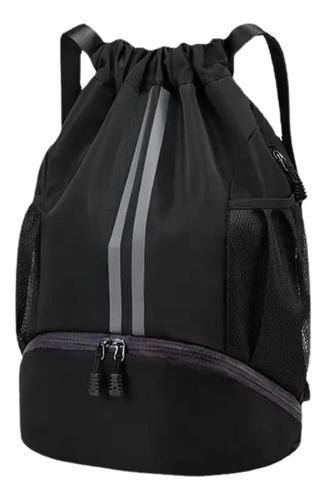 Mochila Saco Esportiva Treino Passeio Academia Impermeável Cor Preta Desenho Do Tecido Liso Com Listra