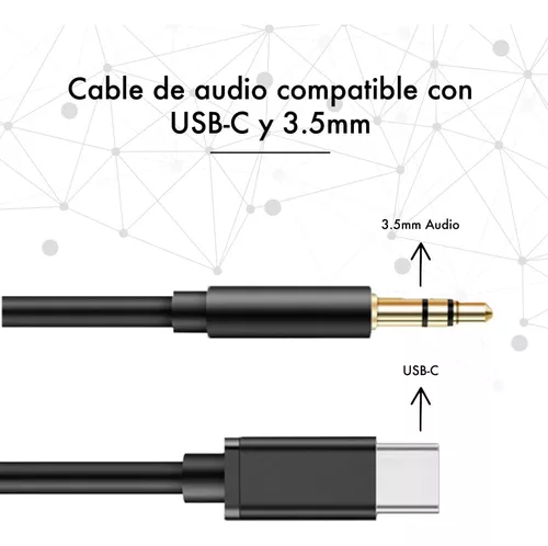 Adaptador de audio usb tipo c jack 3.5mm para auriculares