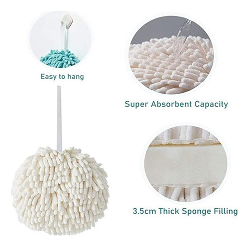 * 3pcs Soft Chenille Hanging Hand Towels For Bath