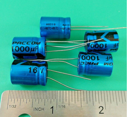 Lot Of 5 Paccom A8310 Capacitor 1000uf 16v -40c-+85c Eeo