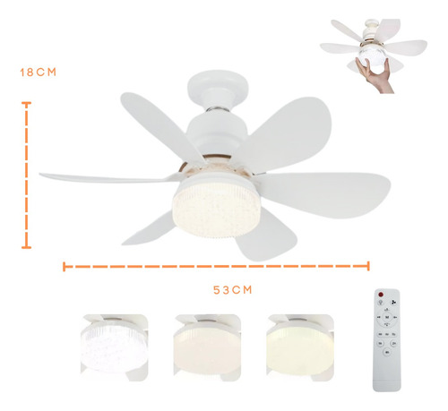 Foco Lampara Led Ventilador 40w Luz Calida Blanca Neutra