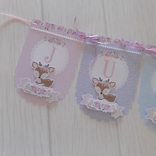 Banderines Personalizados 3d Ciervita Animalitos Del Bosque