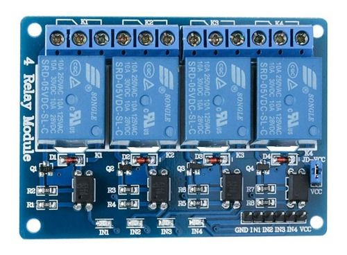 Módulo De 4 Relevadores Con Optoacoplador