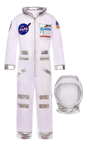 Disfraz De Astronauta Para Sin Genero Talla 5-7 Años-blanco