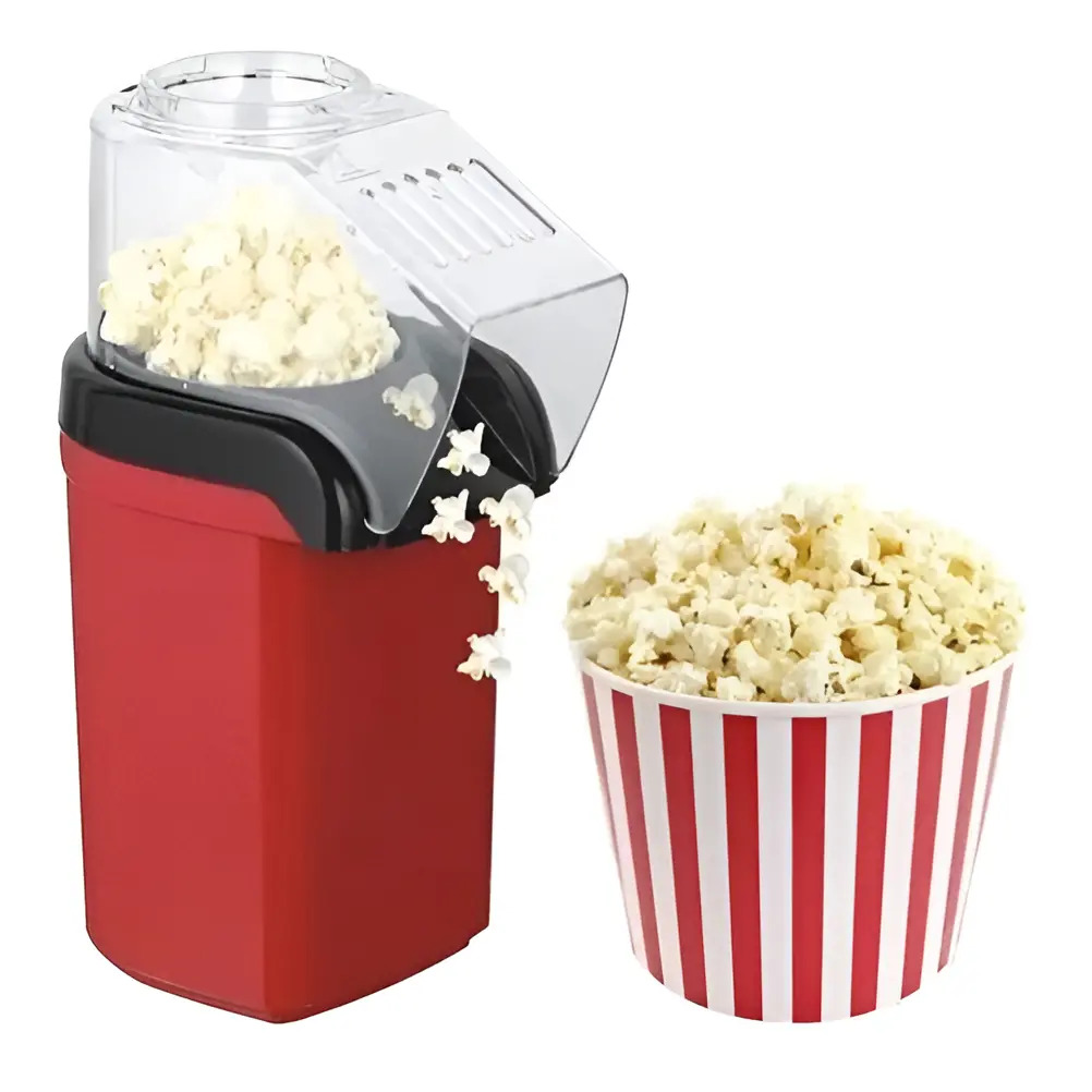 Máquina eléctrica para hacer palomitas sin aceite, aire caliente, 1200 W, color rojo