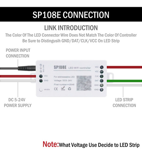Controlador Led Sp108e Wifi Ws2811 Ws2812b Ws2815 Rgbic Pixe