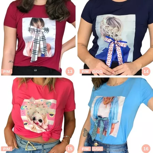 Kit 3 T-shirts Blusas Femininas Roupas Promoção Barato