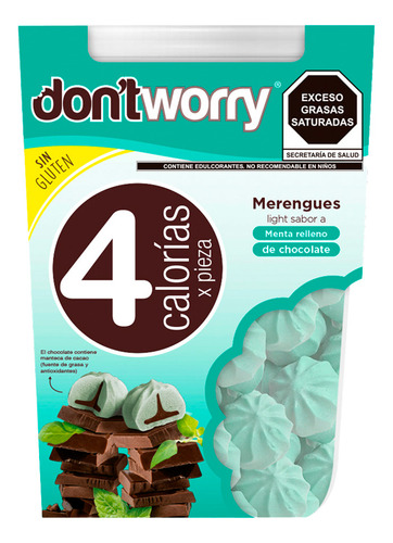 Merengue Don't Worry Menta Con Chocolate 68g