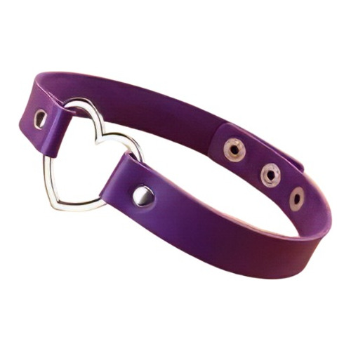 Collar/gargantilla Cuerina Chocker   Corazón Morado