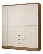 Comprar Guarda Roupa Casal 6 Portas Troy Carraro Noce Com Off White