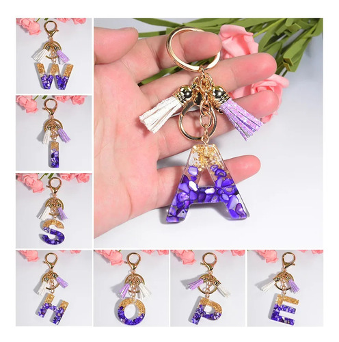 Llavero Con Colgante Meilibaby, Cristal De Resina, Letra V