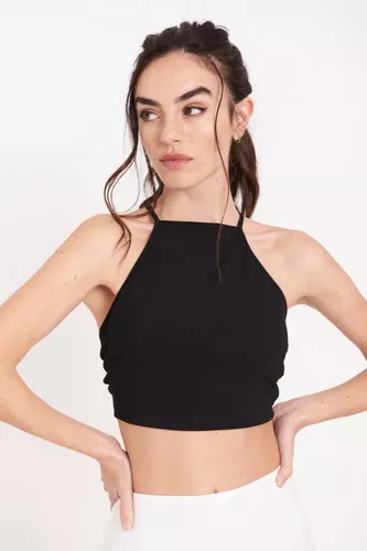 Top Sexy Triangulo Dama Tiras Para Atar Crop Top Moda Mujer