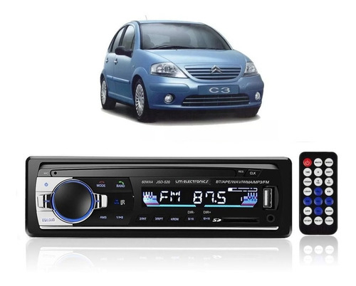 Auto Radio Bluetooth Usb Aux Sd Fm Mp3 C3 Citroen Potente 4x60w Controle Remoto Aparelho Chamadas Spotity Mp3 Player