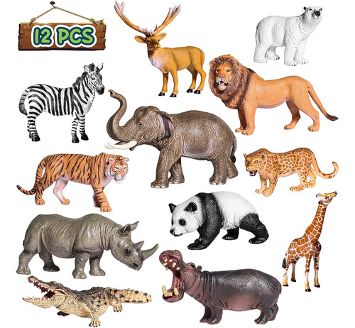 Figuras De Animales De Safari Juguetes-12 Pcs Figuras De Ani