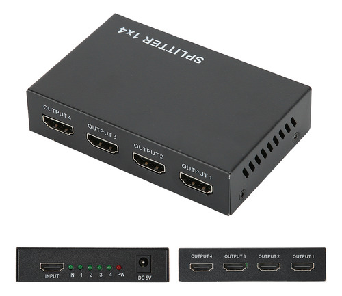 Divisor Hdmi: 1 Entrada, 4 Saídas, Comutador De 4 Portas, Hu