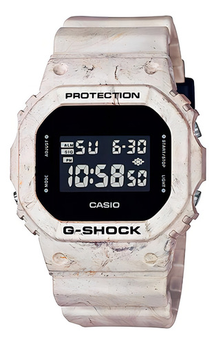Relógio Casio G-shock Digital Quadrado Original Nf-e Correia Bege Bisel Areia / Bege / Nude, Estampada Fundo Preto