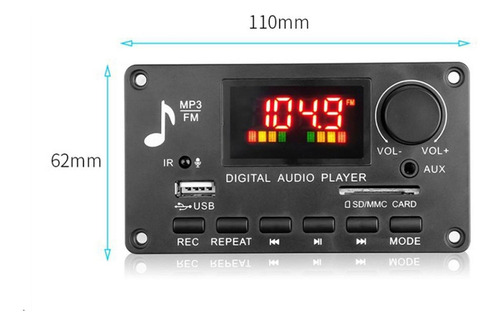 Módulo De Audio 12v Usb Tf Usb Fm Radio De Coche Con Placa