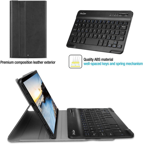 Slim Shell Lightweight Smart Cover with Magnetically Detachable Wireless Keyboard for Galaxy Tab A 8.0 Inch 2019 SM-T290 Wi-Fi ProCase Galaxy Tab A 8.0 2019 Keyboard Case LTE SM-T295 -Black