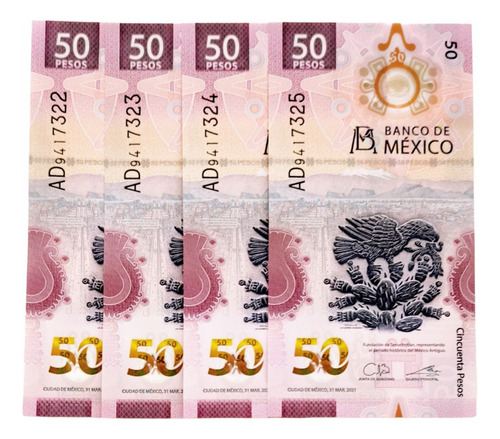 2 Billetes De 50 Pesos Serie Consecutiva Ajolote 2021 Fam. G