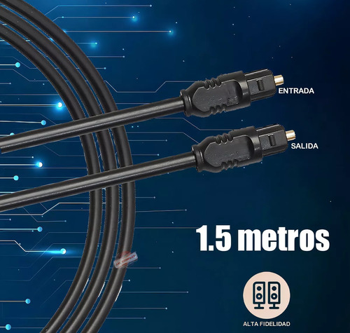 Cable De Audio Optico Digital 1.5m Tv Pantalla Macho A Macho