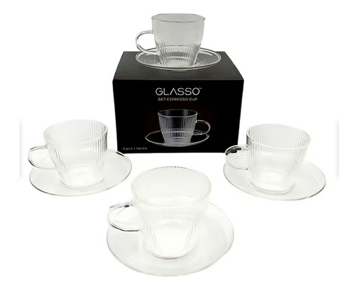 Set 4 Tazas C/plato Espresso Glasso