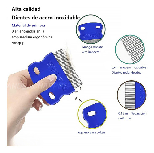 2pz Peine Para Piojos Cepillo Niño Metálico Corto Liendrera Azul/verde
