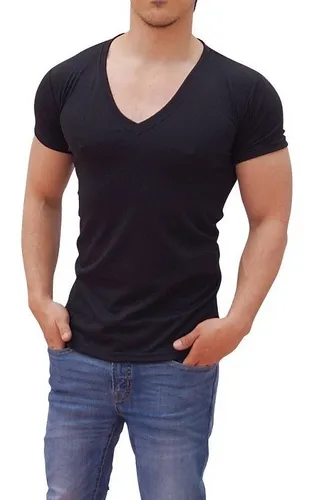 Playera negra online cuello v