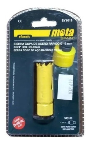 Sierra Copa De Acero Rápido Bimetalica 19mm Mota